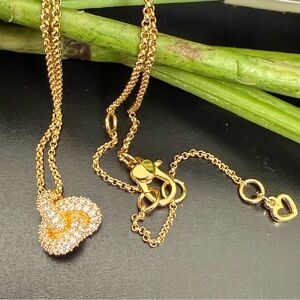 Unsigned Gold-tone Pave Knot Pendant Necklace 5.8g.
